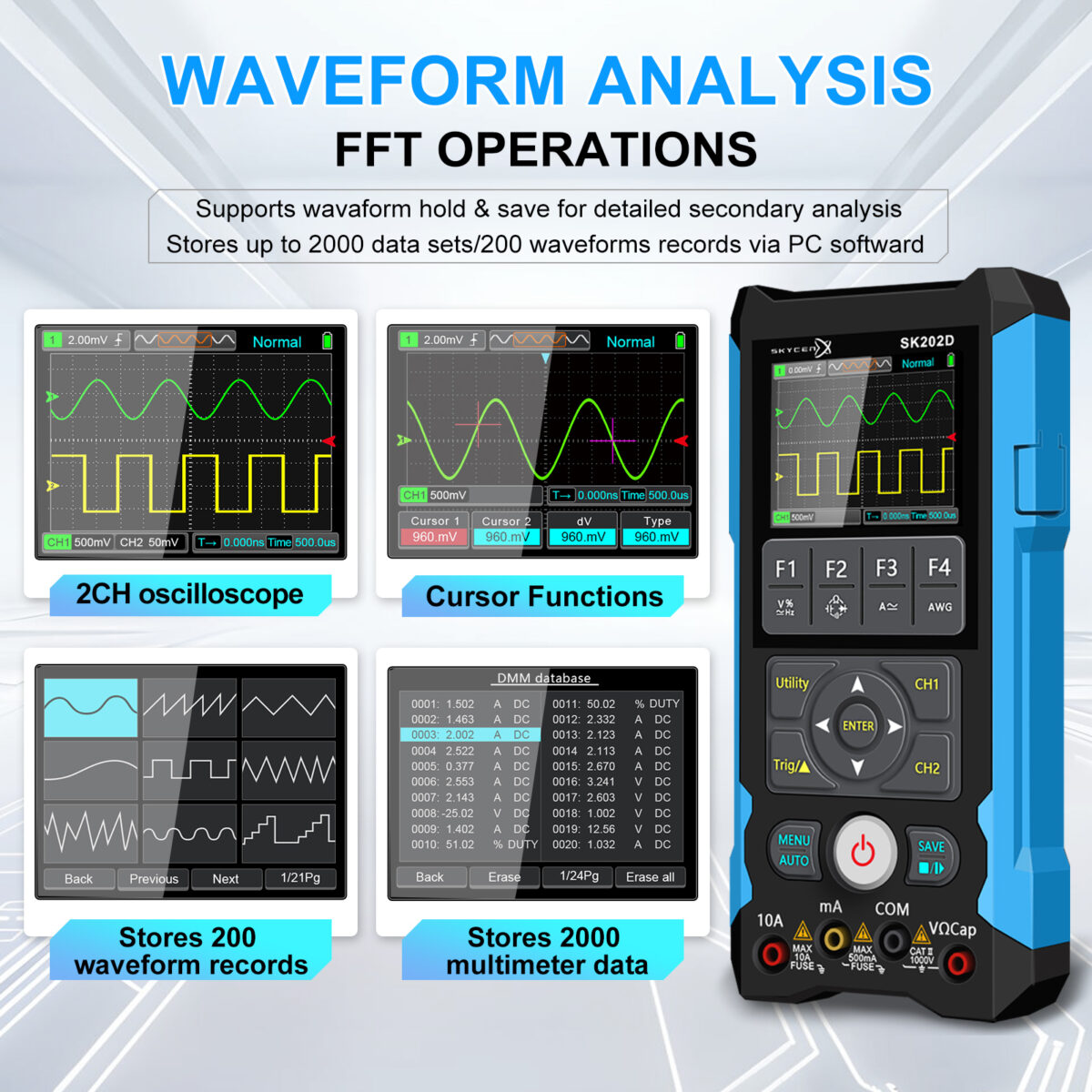 SKYCENX SK202D Handheld Oscilloscope Multimeter