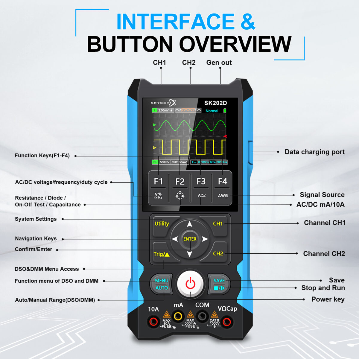 SKYCENX SK202D Handheld Oscilloscope Multimeter
