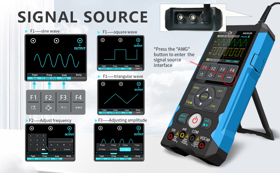 ET202D 3 in 1 Handheld Oscilloscope Multimeter