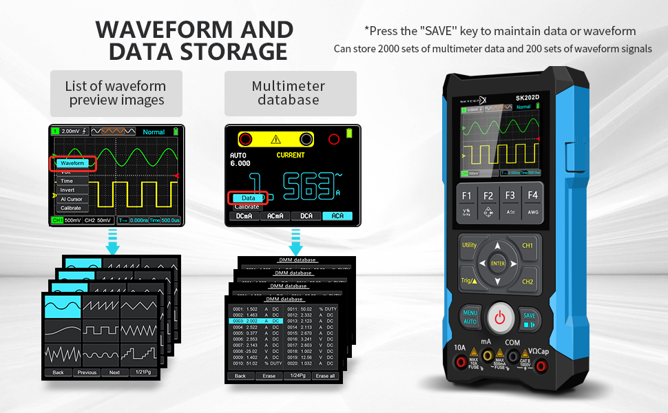 ET202D 3 in 1 Handheld Oscilloscope Multimeter